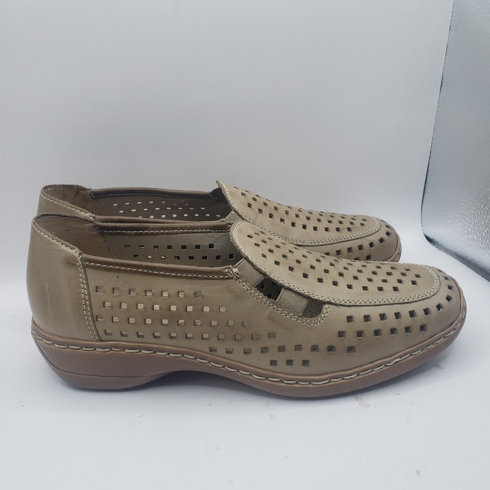 Remonte Antistress Shoes Womens Size 5.5 Slip‎ On Loafers Beige Leather Casual